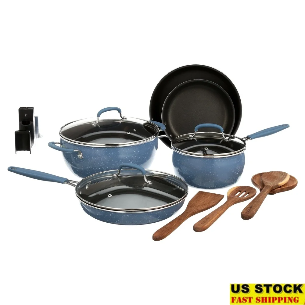 12-Piece Nonstick Aluminum Cookware Set with Glass Lids Acacia Wood Utensils Dishwasher Safe Kitchen Essential Cookware Set 
12-Piece Nonstick Aluminum Cookware Set with Glass Lids Acacia Wood Utensils Dishwasher Safe Kitchen Essential Cookware Set