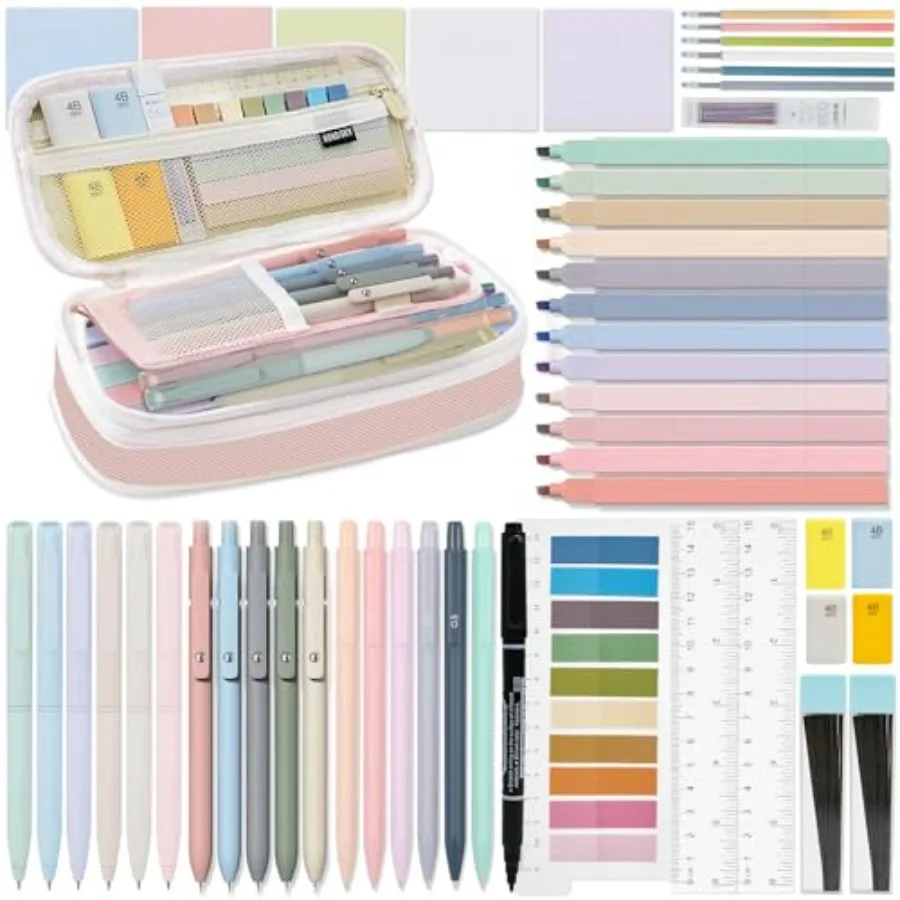 52 PCS Aesthetic School Supplies with Highlighters, Mechanical Pencils, Color Ink Gel pens, Pencil Case, Bible Study Supplies,
52 PCS Aesthetic School Supplies with Highlighters, Mechanical Pencils, Color Ink Gel pens, Pencil Case, Bible Study Supplies,