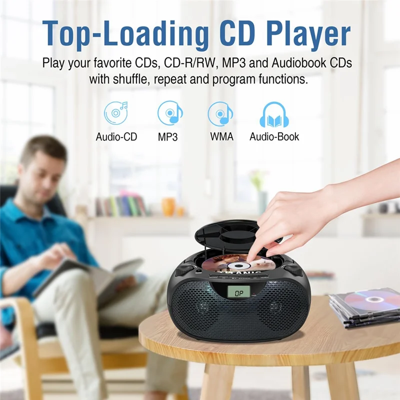 -ABHW Портативный проигрыватель компакт-дисков Bluetooth CD-плеер Бумбокс AM/FM-радио USB-порт CD-плеер Стереозвук Динамик Домашний MP3-плеер CD
-ABHW Портативный проигрыватель компакт-дисков Bluetooth CD-плеер Бумбокс AM/FM-радио USB-порт CD-плеер Стереозвук Динамик Домашний MP3-плеер CD
