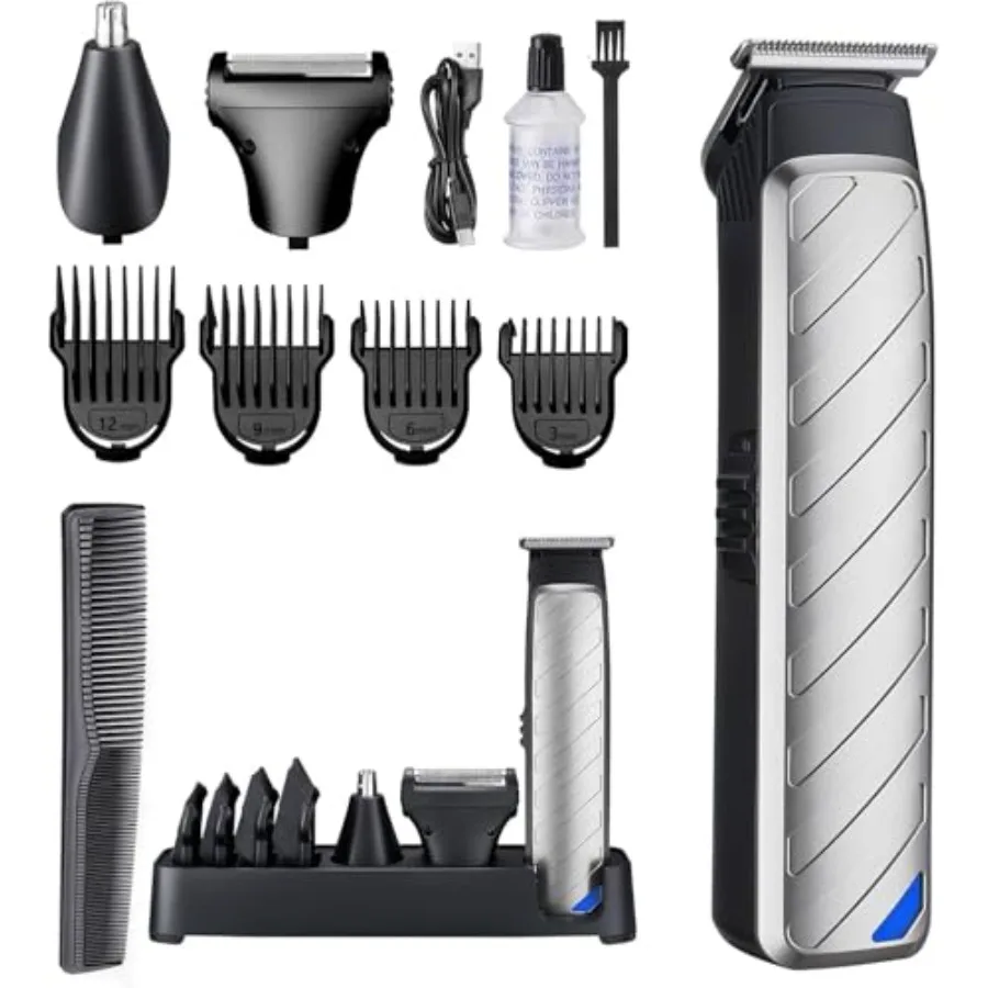 Beard Trimmer for Men: 3-in-1 Grooming Kit with Stainless Steel Heads, Black, 120Min Runtime, Nose/Body Trimmer Storage Base
Beard Trimmer for Men: 3-in-1 Grooming Kit with Stainless Steel Heads, Black, 120Min Runtime, Nose/Body Trimmer Storage Base