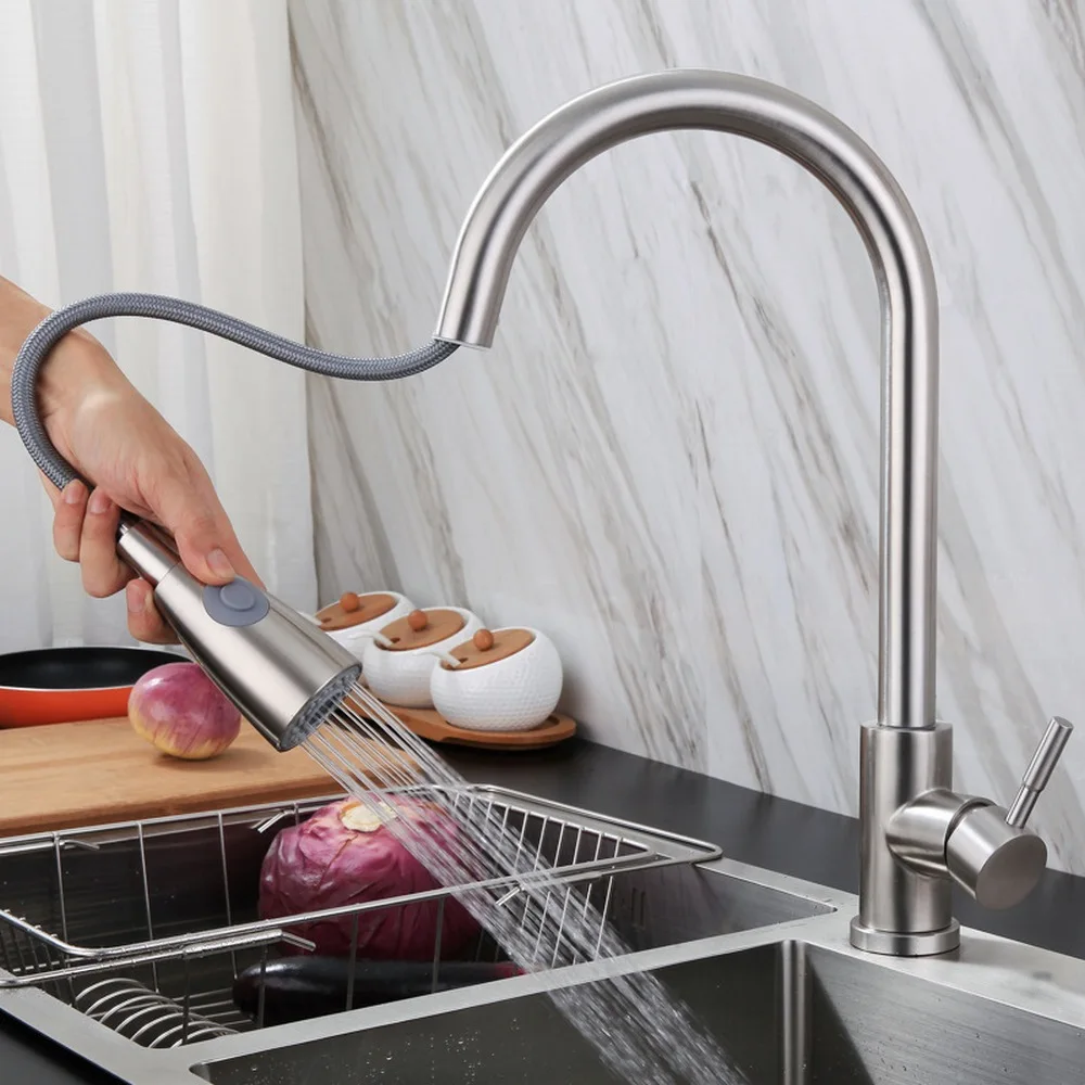 2022 Kitchen Pull Out Faucet Retractable Stainless Steel Faucets Hot Cold Water Mixer Tap 2 Function Stream Sprayer Kitchen Taps
2022 Kitchen Pull Out Faucet Retractable Stainless Steel Faucets Hot Cold Water Mixer Tap 2 Function Stream Sprayer Kitchen Taps