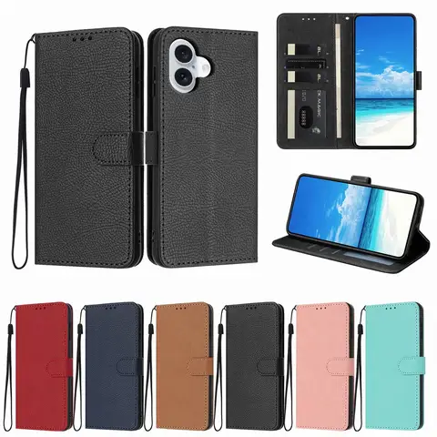 Étui en cuir grainé litchi avec fentes pour cartes pour Samsung Galaxy J710 J7 J3 J5 2016 A3 A5 2017 A6 Plus A8 A7 2018 A750