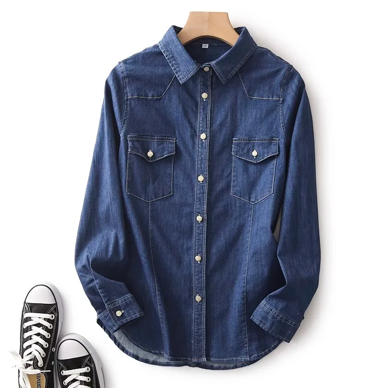 European Blue Denim Shirt For Women's Autumn And Winter New Style Retro Collar Loose Fashion Layered Slim Fit Shirt
European Blue Denim Shirt For Women's Autumn And Winter New Style Retro Collar Loose Fashion Layered Slim Fit Shirt