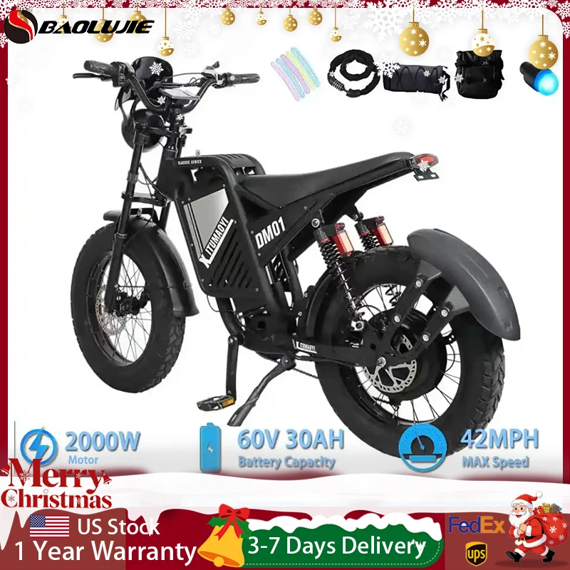 BAOLUJIE DM01 Moto Electric Bicycle 2000W 60V30AH Battery 42 MPH Long Rang 62 Miles E-Bike Electric Motorcycle【1 Year Warranty】
BAOLUJIE DM01 Moto Electric Bicycle 2000W 60V30AH Battery 42 MPH Long Rang 62 Miles E-Bike Electric Motorcycle【1 Year Warranty】