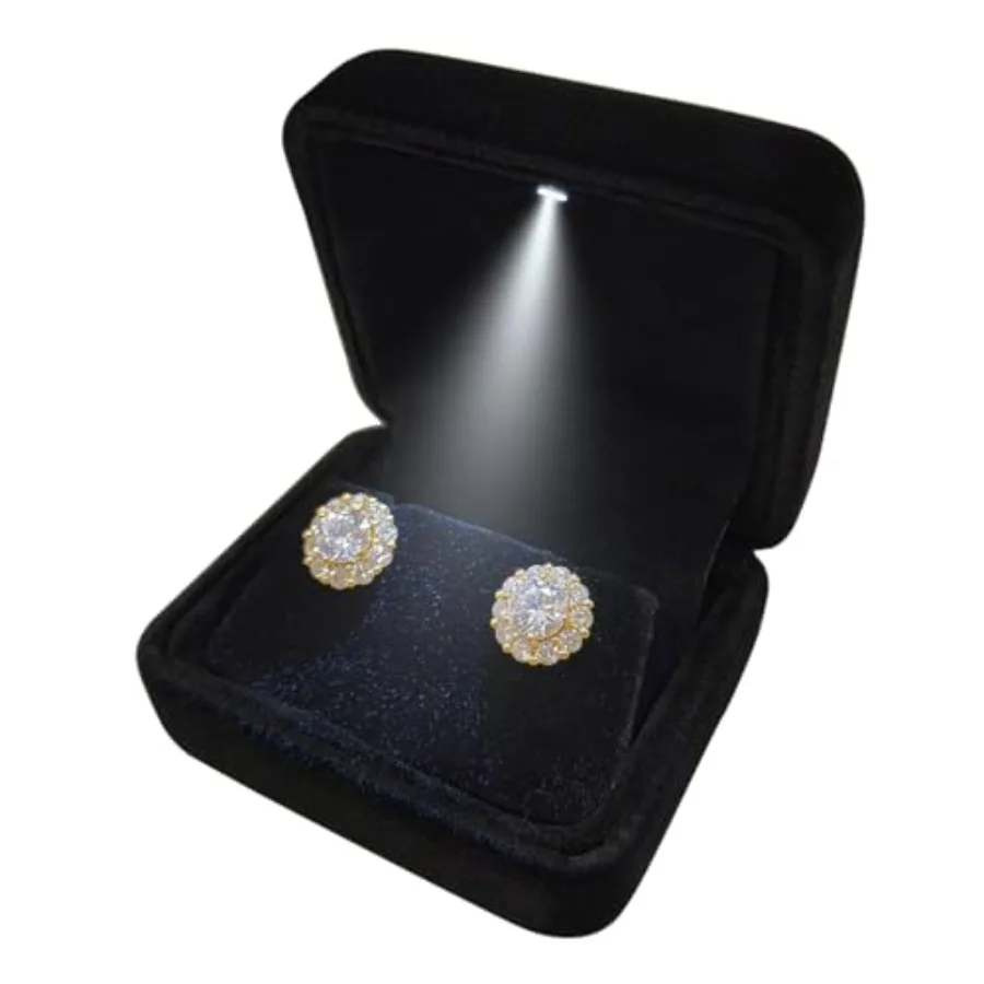 Velvet Earring Box with LED Light, Stud Earring Gift Box Jewelry Display Case for Proposal, Engagement, Wedding and Birthday
Velvet Earring Box with LED Light, Stud Earring Gift Box Jewelry Display Case for Proposal, Engagement, Wedding and Birthday