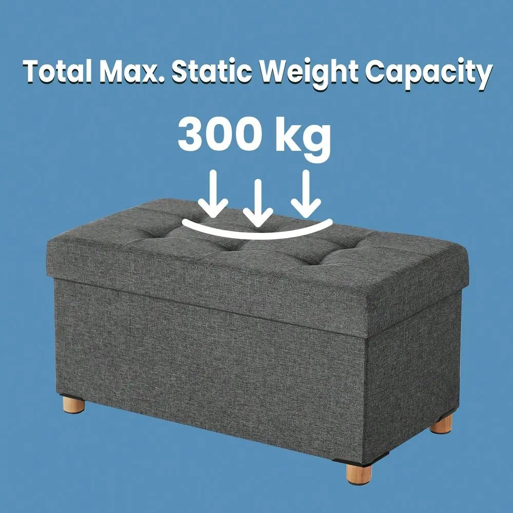 Storage Ottoman Bench, Foldable Foot Rest With Legs, 15 X 30 X 15.2 Inches, End Of Bed Bench, Storage Chest, Load Up To 660 Lb,
Storage Ottoman Bench, Foldable Foot Rest With Legs, 15 X 30 X 15.2 Inches, End Of Bed Bench, Storage Chest, Load Up To 660 Lb,