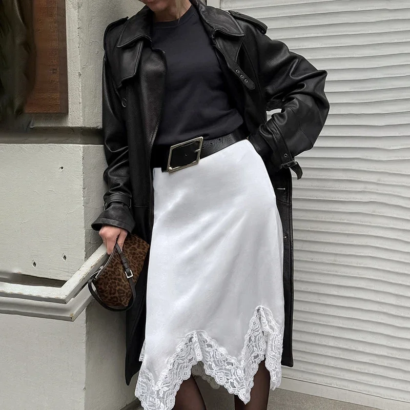 Lace Splice White Skirt Women High Waist Elegant Irregular Mid-Length Skirt Autumn Fashion New A-line Slim Skirt
Lace Splice White Skirt Women High Waist Elegant Irregular Mid-Length Skirt Autumn Fashion New A-line Slim Skirt