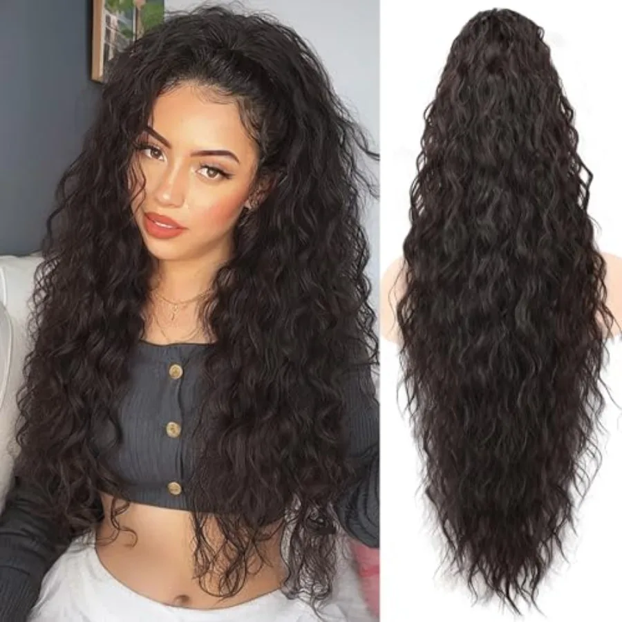 Claw Long Wavy Ponytail Extension Black Brown 30" Curly Pony Tail Clip in Hair Extensions for Women fluffy Natural Looking Synt
Claw Long Wavy Ponytail Extension Black Brown 30" Curly Pony Tail Clip in Hair Extensions for Women fluffy Natural Looking Synt