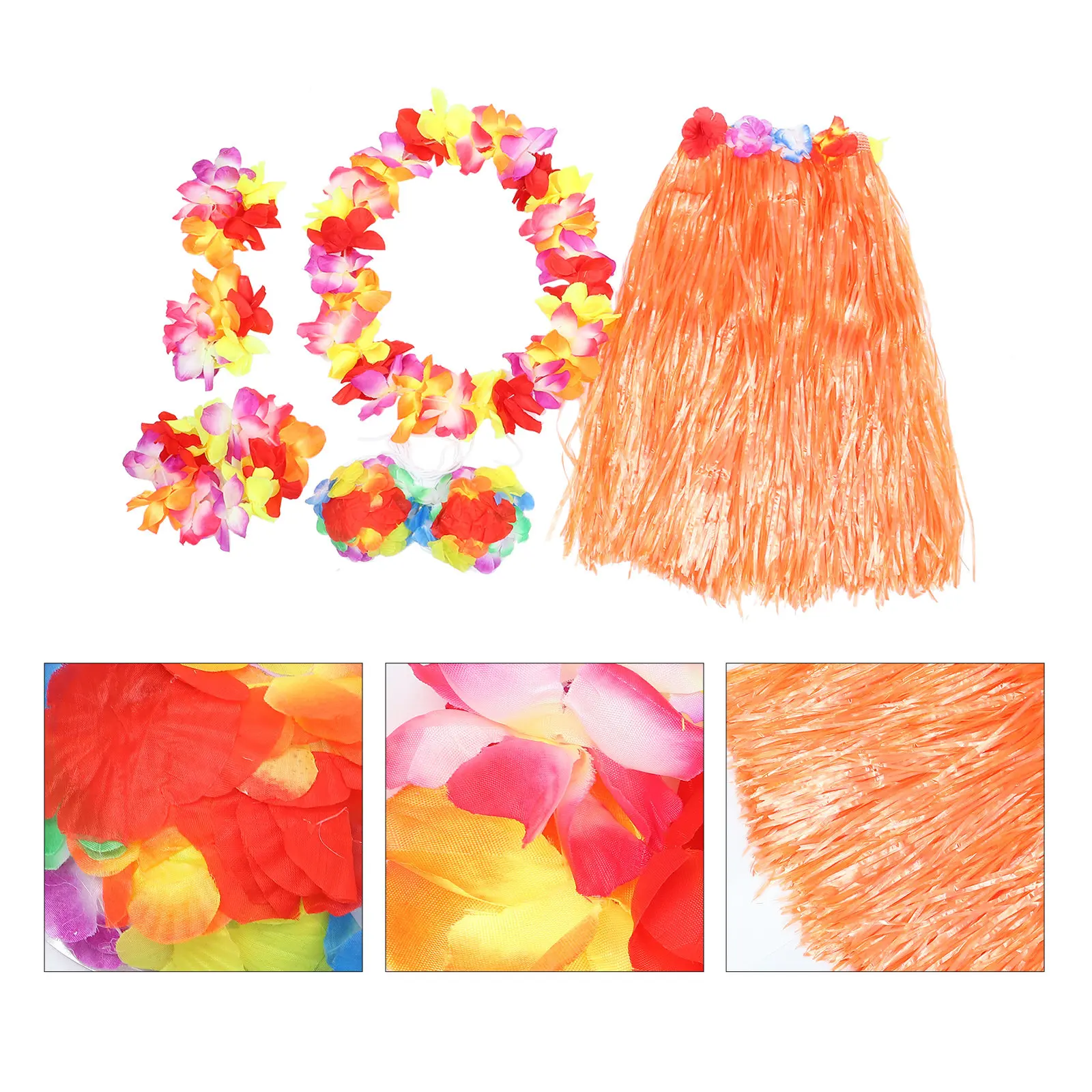 6Pcs Hawaii Tropical Hula Grass Skirt Set Flower Bracelets Necklace Headband Floral Bra Adjustable Waistband for Luaus
6Pcs Hawaii Tropical Hula Grass Skirt Set Flower Bracelets Necklace Headband Floral Bra Adjustable Waistband for Luaus