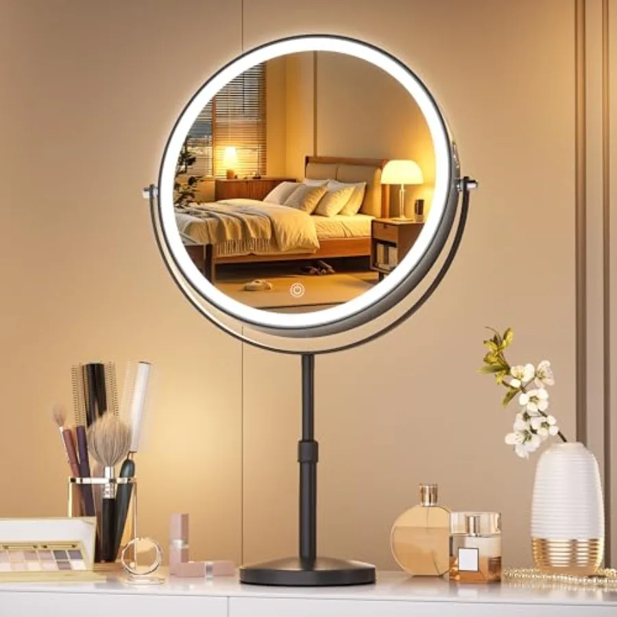 10-inch Lighted Makeup Mirror with Magnification, Rechargeable 3000 mAh Vanity Mirror with Lights, Desk Mirror with Dimmable Br
10-inch Lighted Makeup Mirror with Magnification, Rechargeable 3000 mAh Vanity Mirror with Lights, Desk Mirror with Dimmable Br