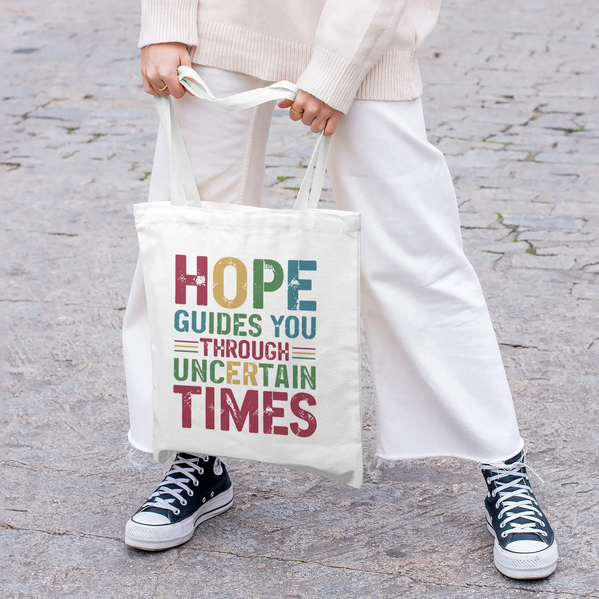 Hope Guides You Through Uncertain Times Canvas Bag Large Capacity Travel Shopping Commuting Shoulder Bag Reusable Fashion
Hope Guides You Through Uncertain Times Canvas Bag Large Capacity Travel Shopping Commuting Shoulder Bag Reusable Fashion