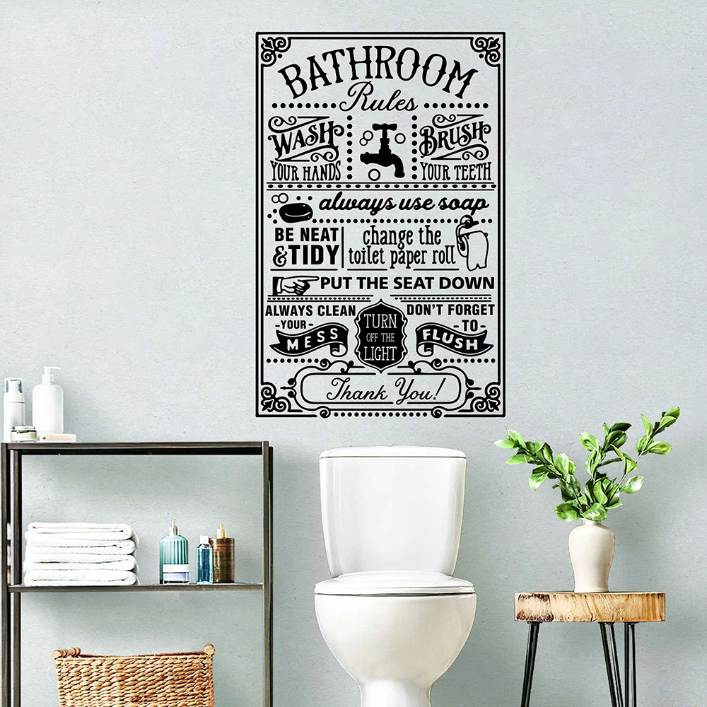 Bathroom Rules Wall Sticker Decal Wash Brush Flush Quote Toilet Clean Bath Laundry Farmhouse Decor
Bathroom Rules Wall Sticker Decal Wash Brush Flush Quote Toilet Clean Bath Laundry Farmhouse Decor