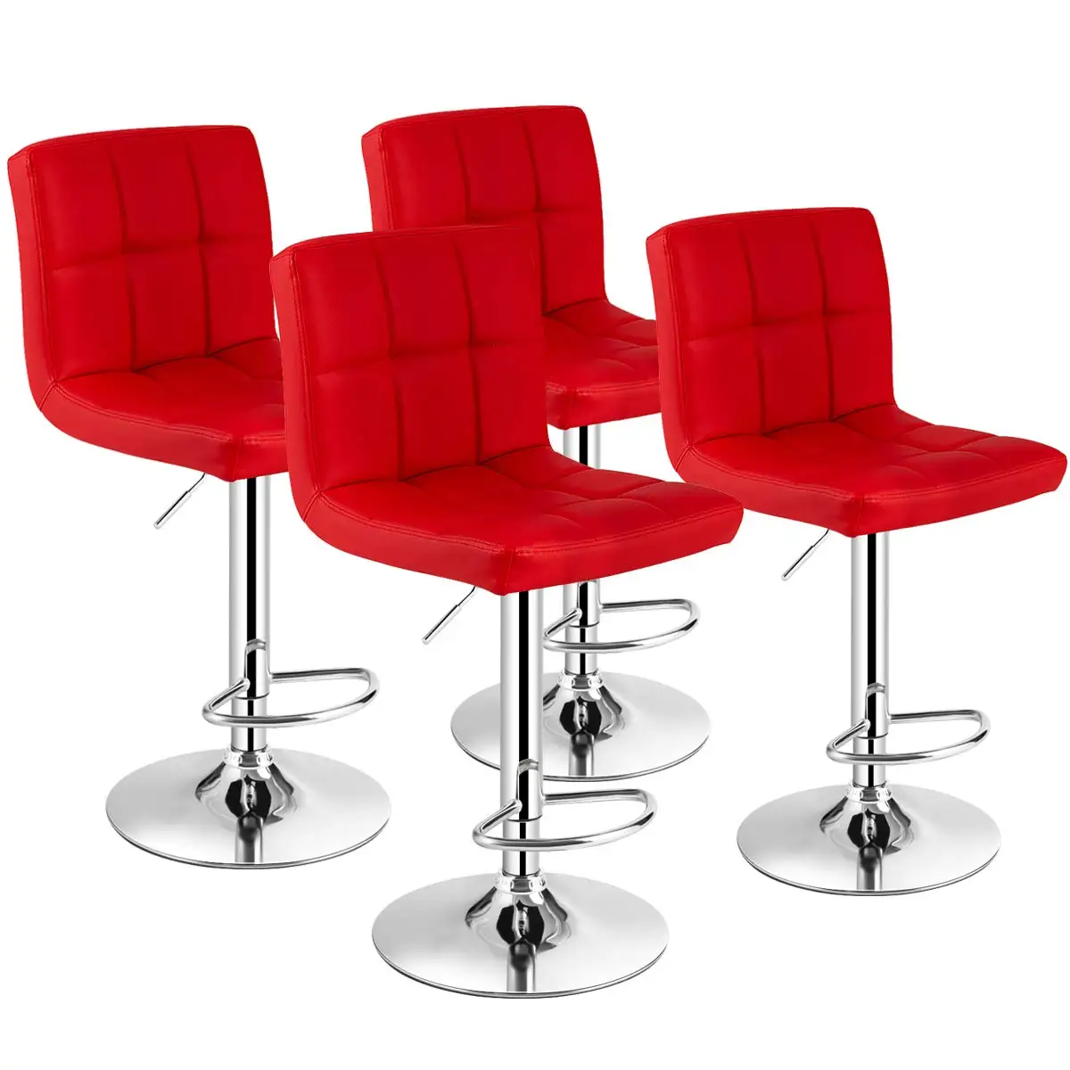 Adjustable PU Leather Bar Stools Set Of 4 Swivel Footrest Metal Base Kitchen Pub, Red, Customized
Adjustable PU Leather Bar Stools Set Of 4 Swivel Footrest Metal Base Kitchen Pub, Red, Customized