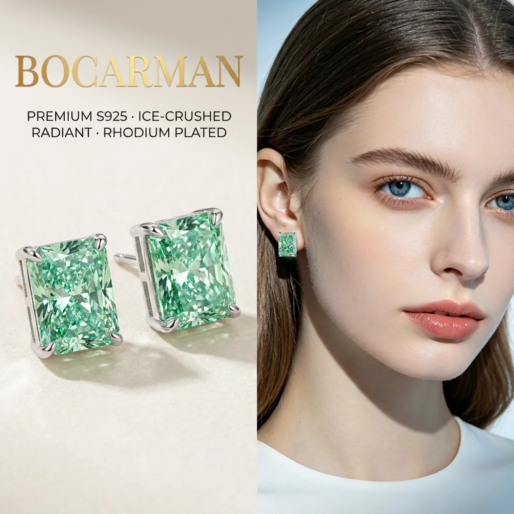 Premium S925 Sterling Silver Stud Earrings: Rectangular Ice-Cut Mint Green Zircon with High-Carbon Diamond Elegant Fine Jewelr
Premium S925 Sterling Silver Stud Earrings: Rectangular Ice-Cut Mint Green Zircon with High-Carbon Diamond Elegant Fine Jewelr