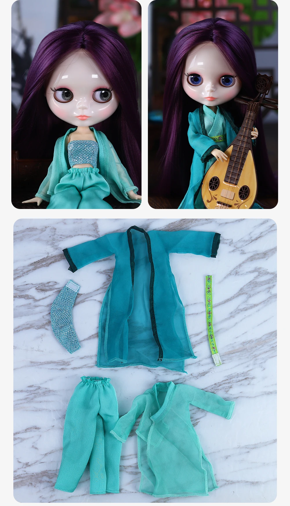 Neo Blythe Doll Traditional Flowing Hanfu Costume 2 Neo Blythe Doll Traditional Flowing Hanfu Costume 2