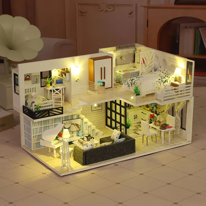 DIY Miniature Dollhouse Kit Modern Minimalist Loft Apartment with LED Light 3D Wooden Puzzle Full Furniture Creative Craft Gift
DIY Miniature Dollhouse Kit Modern Minimalist Loft Apartment with LED Light 3D Wooden Puzzle Full Furniture Creative Craft Gift