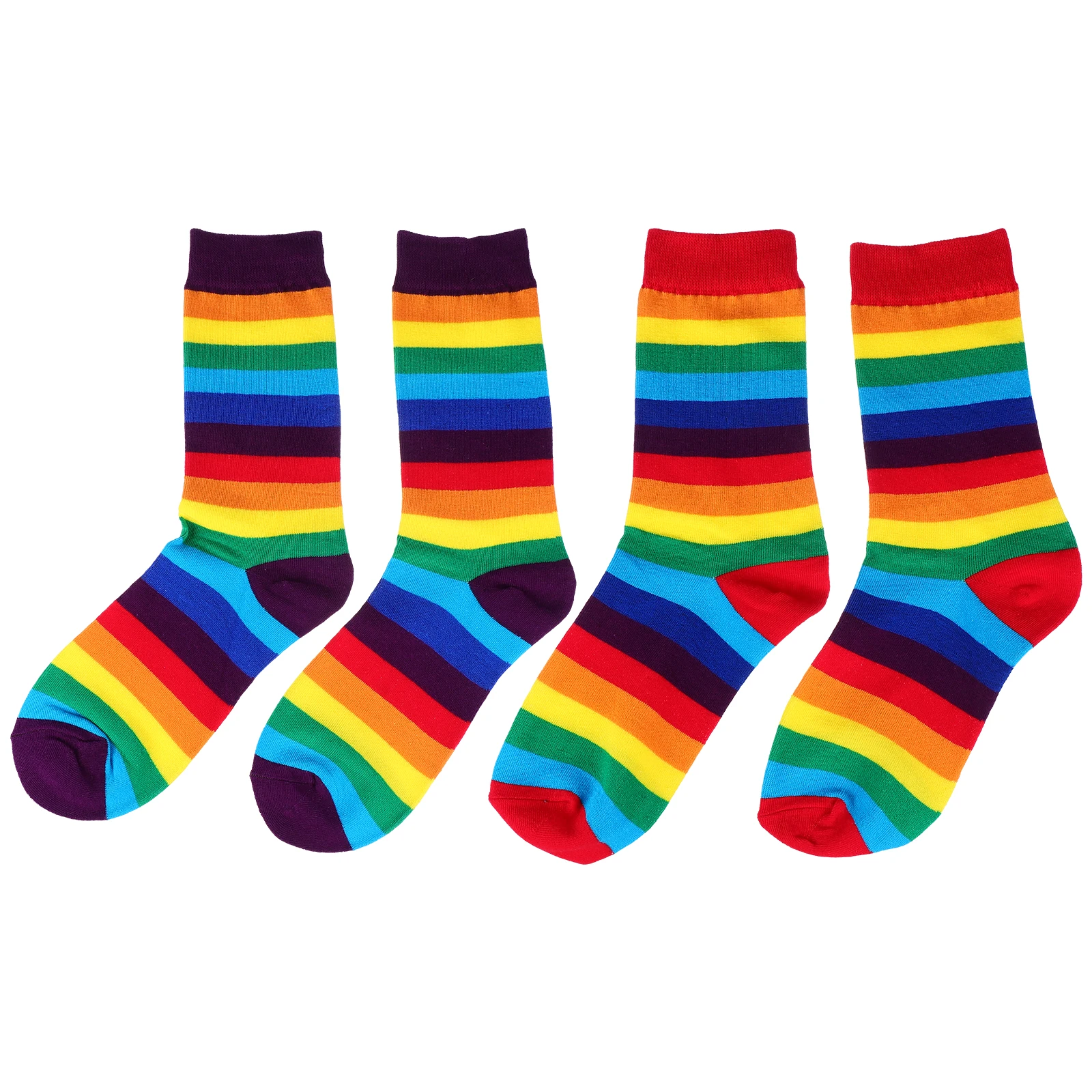 2 Pairs Rainbow Striped Socks Mid calf Length Cotton Elastic All Seasons Casual Socks Red Purple Color Fashionable Comfortable
2 Pairs Rainbow Striped Socks Mid calf Length Cotton Elastic All Seasons Casual Socks Red Purple Color Fashionable Comfortable