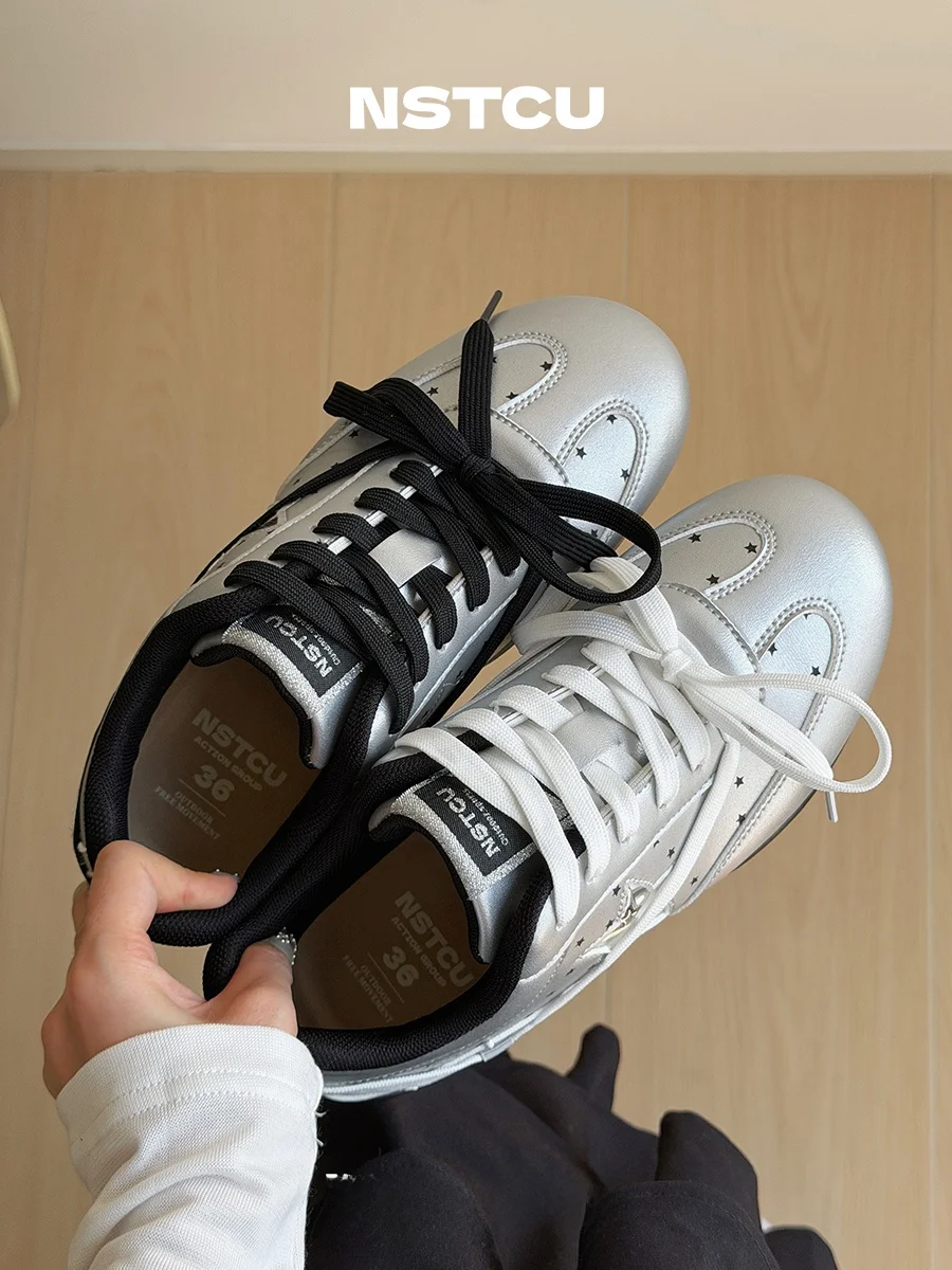 Silver Racing Shoes Women's Flat Bottom Sporty Casual Shoes Cross Buckle Fashion Element Low Help round Toe All Season Rubber...
Silver Racing Shoes Women's Flat Bottom Sporty Casual Shoes Cross Buckle Fashion Element Low Help round Toe All Season Rubber...
