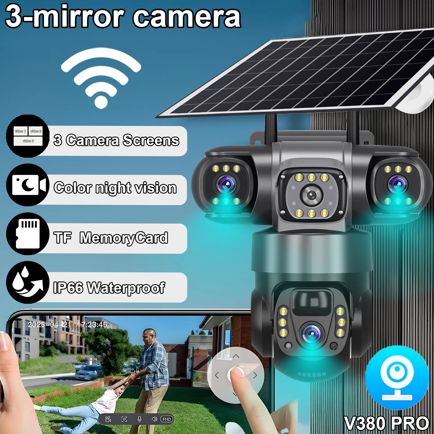 V380 4G Solar Camera Tri-lens HD Night Vision IP Cameras Detection Wireles Video Surveillance 360 Outdoor Security Solar Camera
V380 4G Solar Camera Tri-lens HD Night Vision IP Cameras Detection Wireles Video Surveillance 360 Outdoor Security Solar Camera