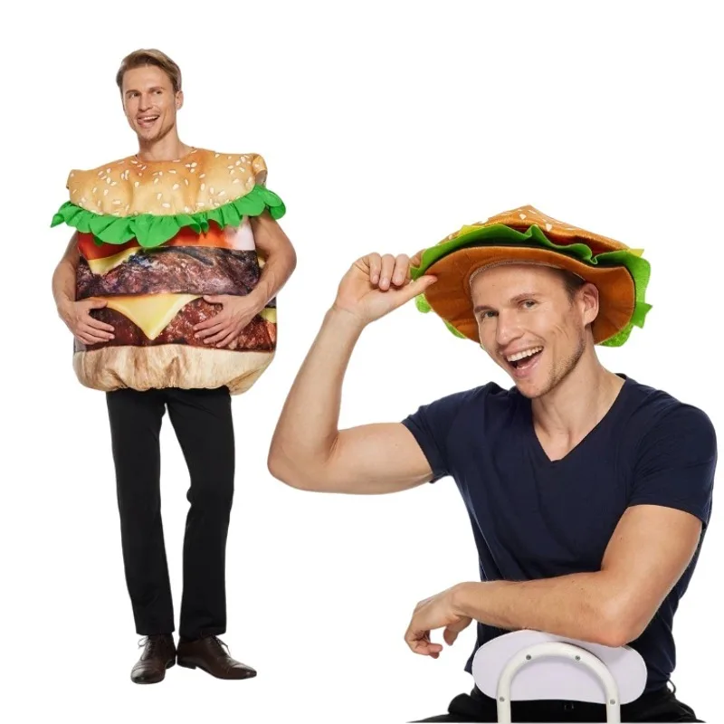 Halloween Funny Food Cosplay Costume Fancy Fancy Hamburg Clothing and Hat for Adult Family Carnival Party Roleplay Outfit
Halloween Funny Food Cosplay Costume Fancy Fancy Hamburg Clothing and Hat for Adult Family Carnival Party Roleplay Outfit