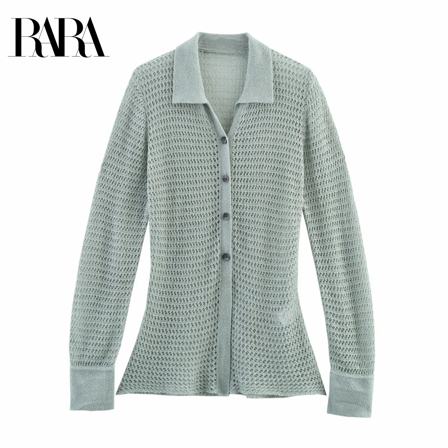 RARA Womens Mesh Hollow - out Polo - neck Long - sleeve Knit Cardigan Stylish Womens Outerwear
RARA Womens Mesh Hollow - out Polo - neck Long - sleeve Knit Cardigan Stylish Womens Outerwear