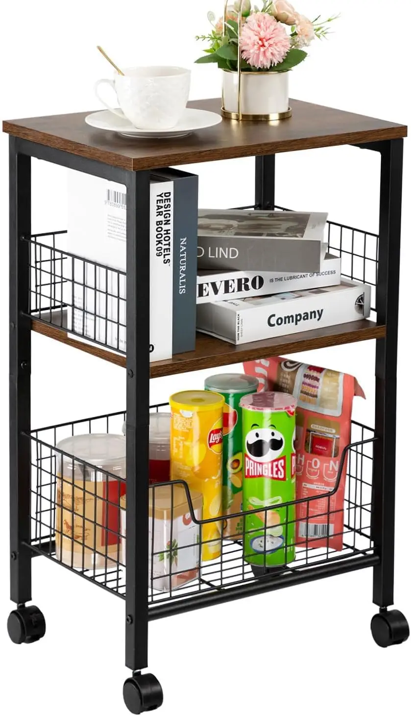 Side Table 3-tier Nightstand with Storage Baskets For Living Room Bedroom Kitchen With Wheels Easy To Move
Side Table 3-tier Nightstand with Storage Baskets For Living Room Bedroom Kitchen With Wheels Easy To Move