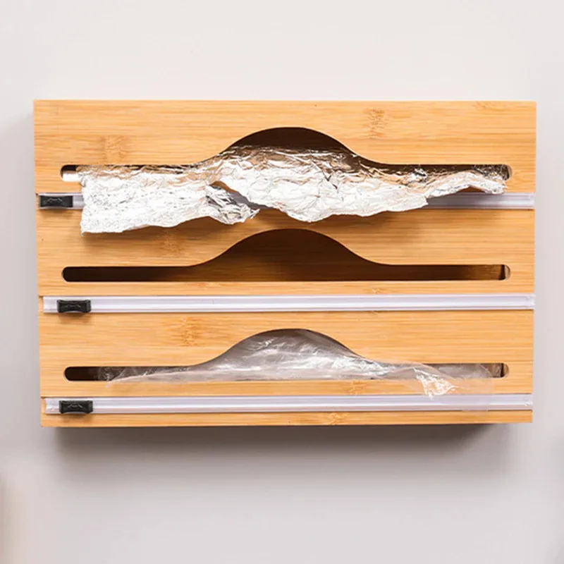 A wooden kitchen cling film dispenser, kitchen drawer aluminum foil and wax paper dispenser
A wooden kitchen cling film dispenser, kitchen drawer aluminum foil and wax paper dispenser