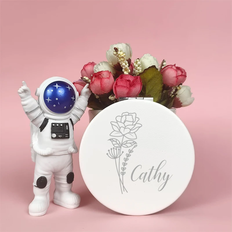 1pc flower creative White Laser engraving Custom Name Metal pocket Mirror white Birthday Gift
1pc flower creative White Laser engraving Custom Name Metal pocket Mirror white Birthday Gift