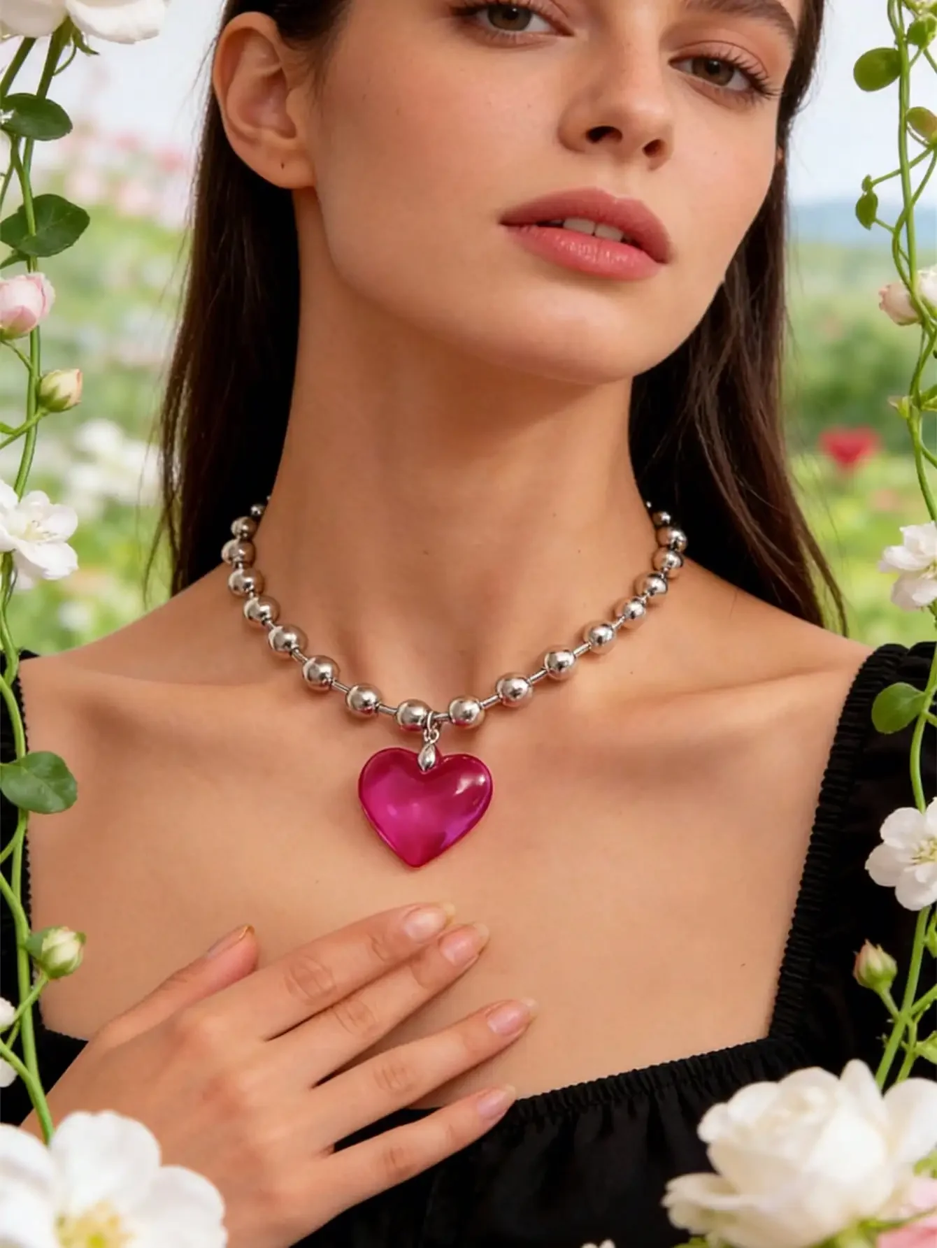 1pc Exaggerated Cute Beaded Heart Pendant Necklace, Fashion Party Accessories Valentines,Mom,Mother,Mother's Day,Gift
1pc Exaggerated Cute Beaded Heart Pendant Necklace, Fashion Party Accessories Valentines,Mom,Mother,Mother's Day,Gift