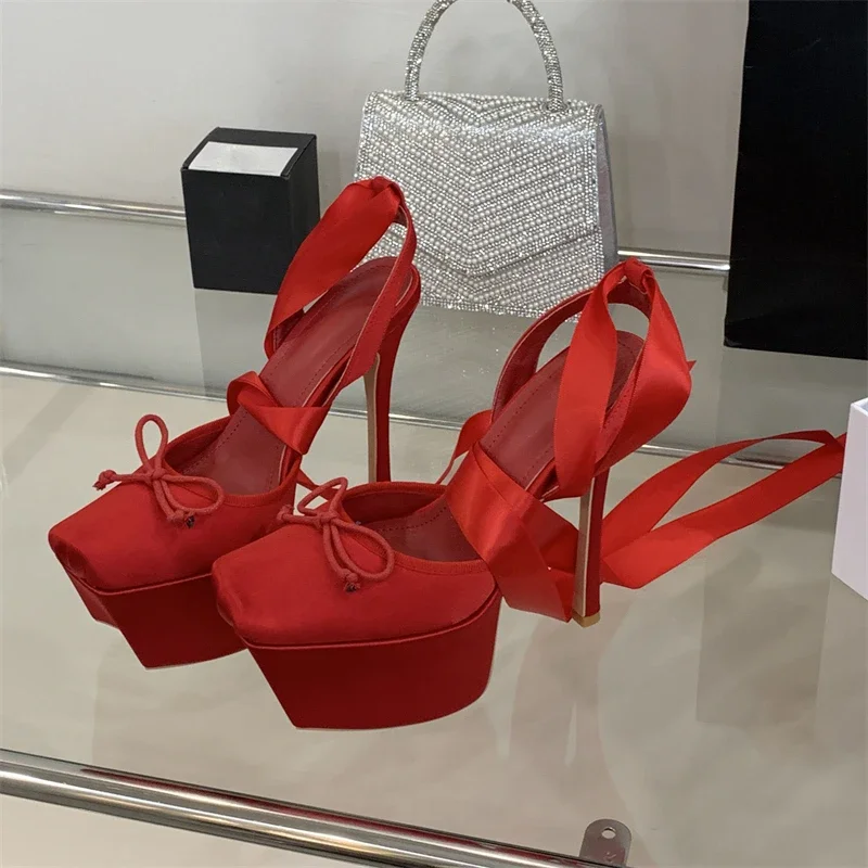 Eilyken Ankle Lace-up Butterfly-kont Woman Pumps Sandals Sexy Square Toe Thin High Heels Wedding Banquet Strippers Shoes
Eilyken Ankle Lace-up Butterfly-kont Woman Pumps Sandals Sexy Square Toe Thin High Heels Wedding Banquet Strippers Shoes