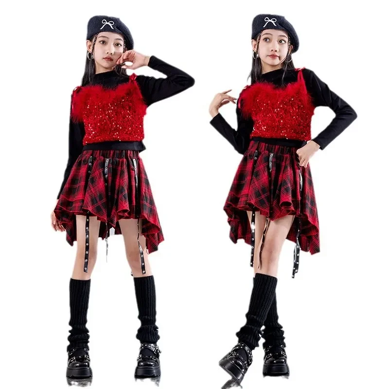 Girls K-pop Outfits Sequined Crop Tops Plaid Skirts Kids Hip Hop Streetwear Clothes Set Child Jazz Girl Group Stage Costumes
Girls K-pop Outfits Sequined Crop Tops Plaid Skirts Kids Hip Hop Streetwear Clothes Set Child Jazz Girl Group Stage Costumes