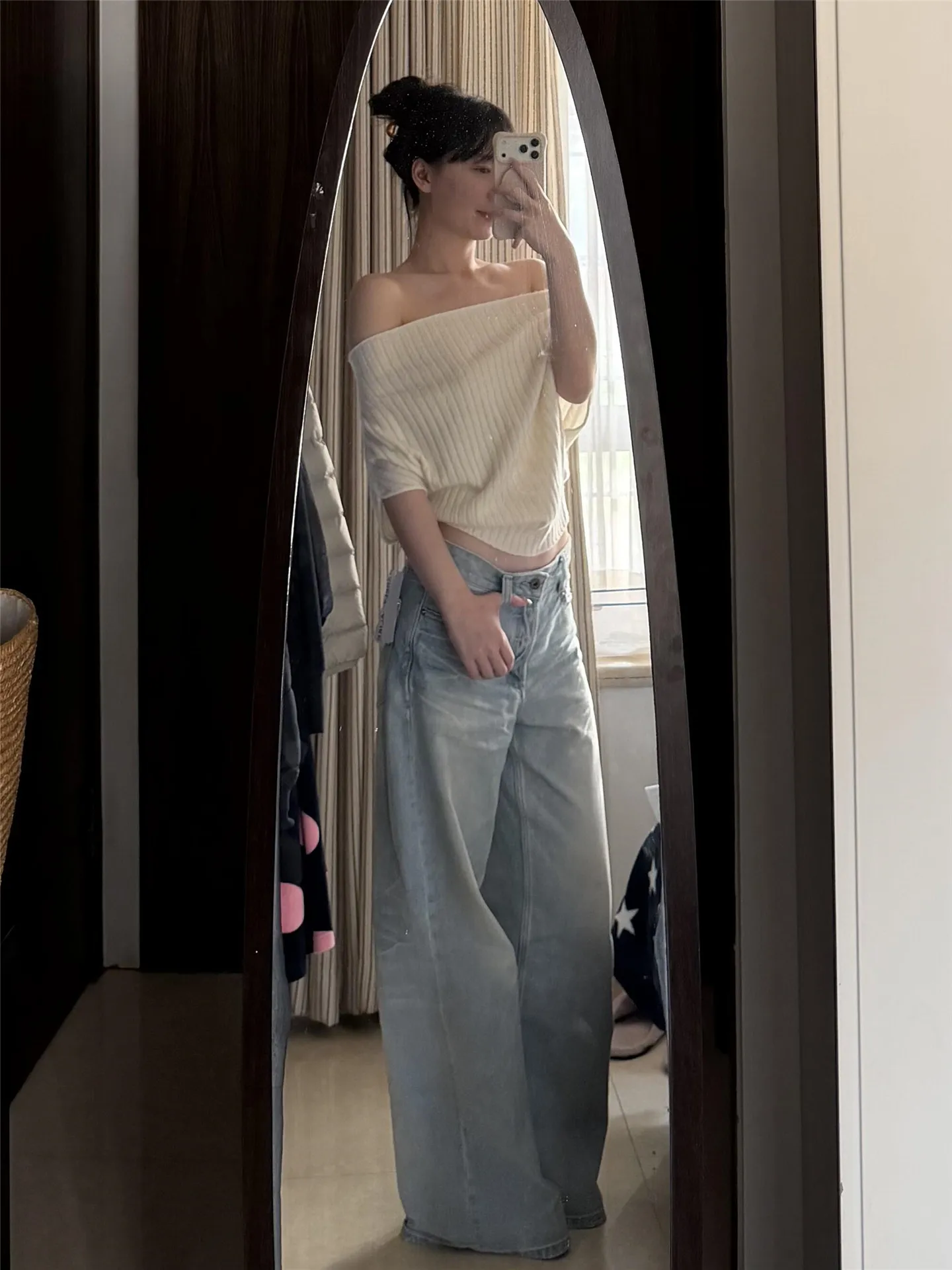 Extended Length Wide Leg Blue Jeans Women's Loose Drapey Scratch Design Spring Straight Leg Pants Commute Style Cotton
Extended Length Wide Leg Blue Jeans Women's Loose Drapey Scratch Design Spring Straight Leg Pants Commute Style Cotton