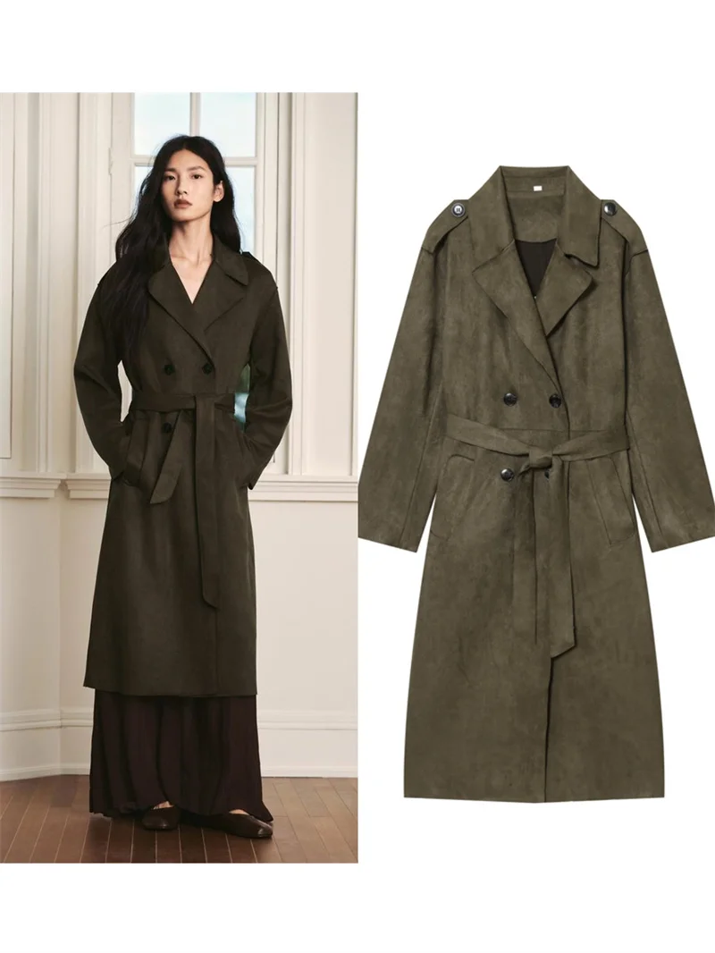 2025 Fall New Women's Fashion, Millard Outfit Suede-Effect Long Trench Coat.
2025 Fall New Women's Fashion, Millard Outfit Suede-Effect Long Trench Coat.