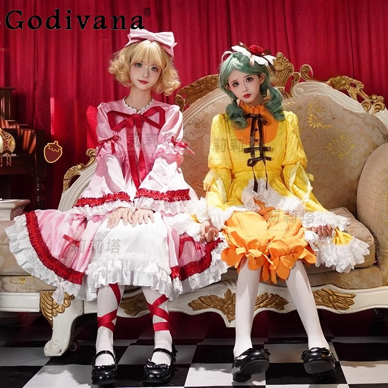 Cute Lolita Dress and Accessories Girl Set Halloween Carnival Sweet Cosplay Costume Women's Long Sleeve Pink Cos Dress
Cute Lolita Dress and Accessories Girl Set Halloween Carnival Sweet Cosplay Costume Women's Long Sleeve Pink Cos Dress