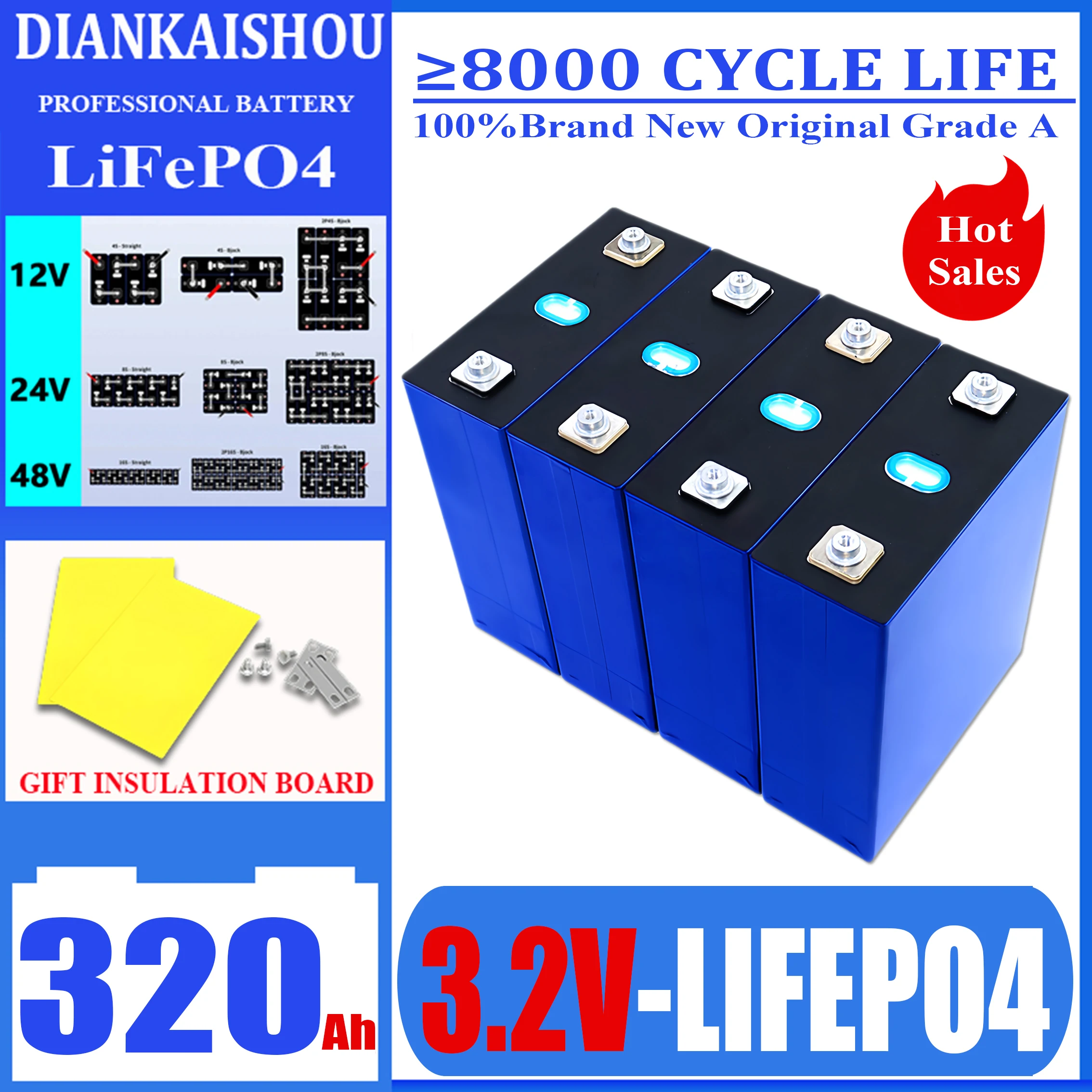 Grade A 3.2V 320Ah Lifepo4 Rechargeable Battery Lithium Iron Phosphate Travel Solar RV Campers Cell 12v 24v batteries Tax Free
Grade A 3.2V 320Ah Lifepo4 Rechargeable Battery Lithium Iron Phosphate Travel Solar RV Campers Cell 12v 24v batteries Tax Free