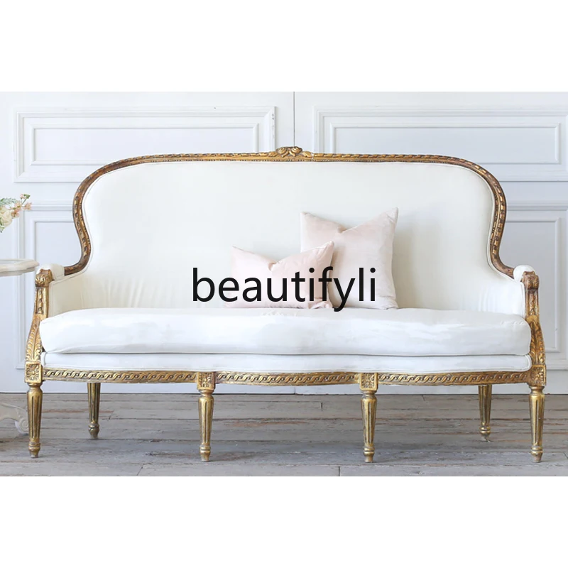 French-American retro gold engraved double, sofa European-style studio, luxury fabric sofa chair
French-American retro gold engraved double, sofa European-style studio, luxury fabric sofa chair