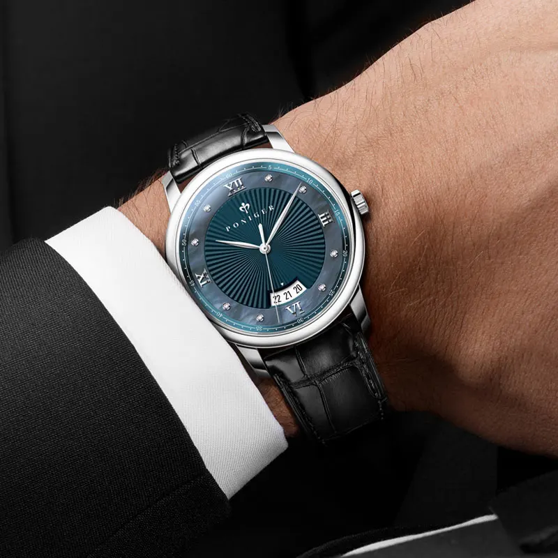 Poniger P203 Men's Quartz Watch 39.5 mm Sapphire Crystal Waterproo Stainless Steel Date Leather Strap butterfly Clasp Wristwatch
Poniger P203 Men's Quartz Watch 39.5 mm Sapphire Crystal Waterproo Stainless Steel Date Leather Strap butterfly Clasp Wristwatch