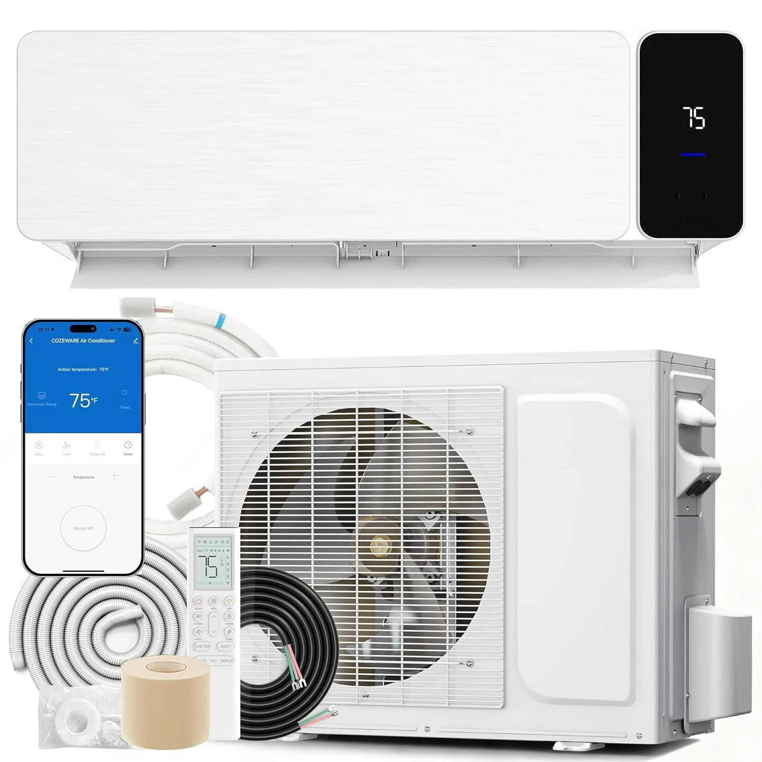12000 BTU Mini Split AC & Heat Pump, 230V, 20 SEER2 Ductless Inverter System, Works with Alexa & WiFi, Custom
12000 BTU Mini Split AC & Heat Pump, 230V, 20 SEER2 Ductless Inverter System, Works with Alexa & WiFi, Custom