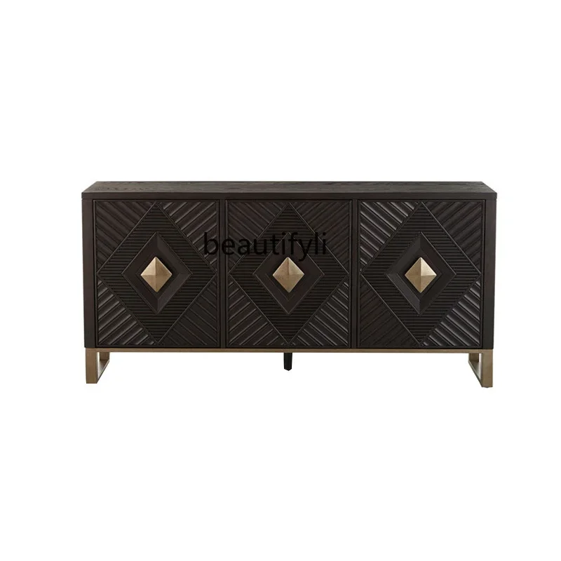 American solid wood carving flower dining side cabinet living room foyer entrance decorative cabinet light luxury lockerAA
American solid wood carving flower dining side cabinet living room foyer entrance decorative cabinet light luxury lockerAA