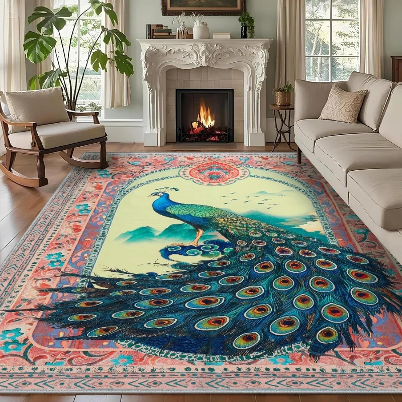 Living Room Carpet Machine Washable Non-slip Foldable Floor Mat Cute Peacock Pattern Rug Large Area Home Decor Mats Ковер 거실 카펫
Living Room Carpet Machine Washable Non-slip Foldable Floor Mat Cute Peacock Pattern Rug Large Area Home Decor Mats Ковер 거실 카펫