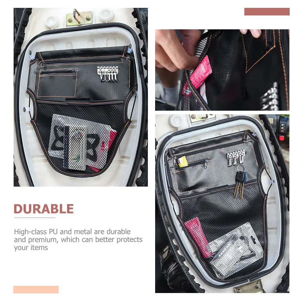 Motorcycle Multi-Function Seat Bag Large Capacity PU Tool Storage Organizer Under Seat Pouch Motorcycle Accessory
