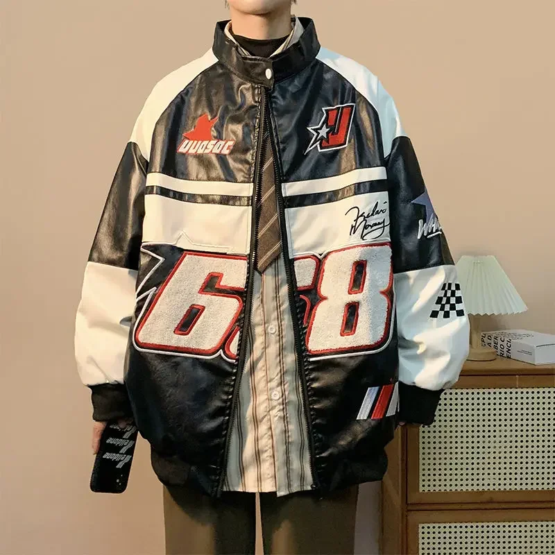 American Hip Hop Racing Coat Motorcycle Leather Jacket Men Group Vintage Embroidery Loose Casual Windproof punk vibe Jacket 3XL
American Hip Hop Racing Coat Motorcycle Leather Jacket Men Group Vintage Embroidery Loose Casual Windproof punk vibe Jacket 3XL