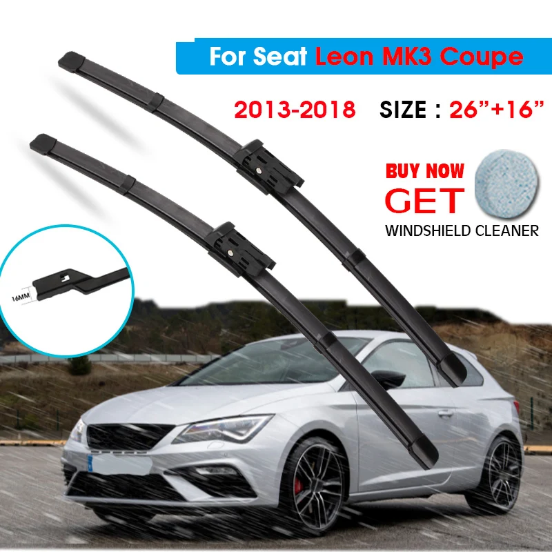 Car Wiper For Seat Leon MK3 Coupe 26"+16" 2013-2018 Auto Windscreen Windshield Wipers Blades Window Wash Car Equipped Push
Car Wiper For Seat Leon MK3 Coupe 26"+16" 2013-2018 Auto Windscreen Windshield Wipers Blades Window Wash Car Equipped Push