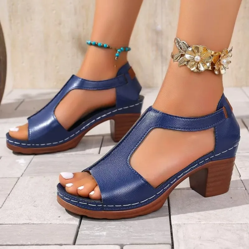 Vintage Solid Slip On Cover Heel Gladiator Sandals Women 2025 Summer Round Toe High Heels Sandals Classic Beach Shoes Plus Size
Vintage Solid Slip On Cover Heel Gladiator Sandals Women 2025 Summer Round Toe High Heels Sandals Classic Beach Shoes Plus Size