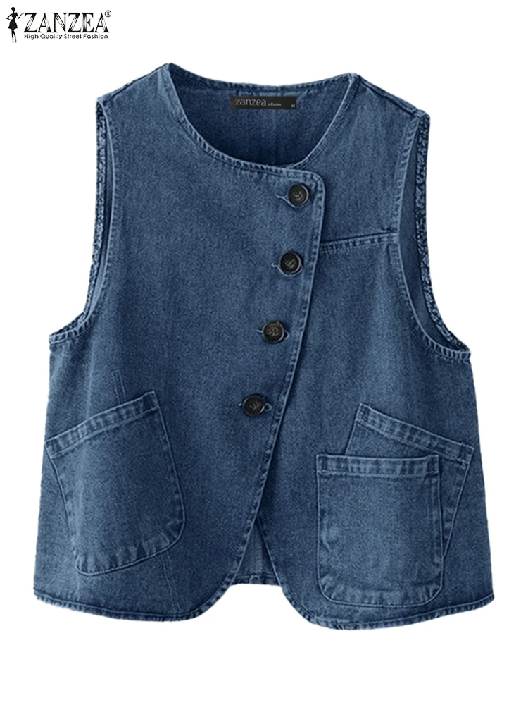 ZANZEA Women Irregular Pocket Tank Tops Casual Loose Denim Blue Vests Fashion Korean Buttons Camis Holiday 2025 Summer Tunics
ZANZEA Women Irregular Pocket Tank Tops Casual Loose Denim Blue Vests Fashion Korean Buttons Camis Holiday 2025 Summer Tunics