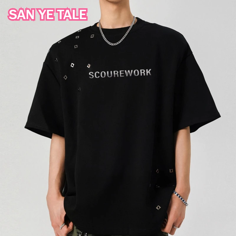 American Metal Buckle Short Sleeved T-shirt Male Summer New Trendy Brand Letter Printed Casual Heavy Duty Half Sleeved T-shirt 
American Metal Buckle Short Sleeved T-shirt Male Summer New Trendy Brand Letter Printed Casual Heavy Duty Half Sleeved T-shirt