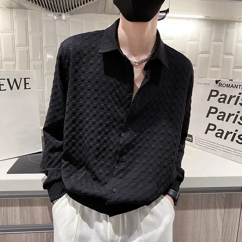 Men's Solid Color Plaid Shirt Long Sleeve Black Bat Shirt Loose 2025 New Spring and Autumn Top Shirt Jacket
Men's Solid Color Plaid Shirt Long Sleeve Black Bat Shirt Loose 2025 New Spring and Autumn Top Shirt Jacket