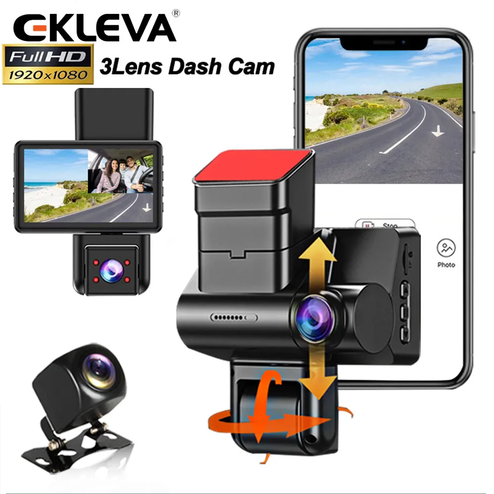 EKLEVA 1080P Car Dvr 3Lens Dash Cam for Cars WIFI Camera for Vehicle 3‘’ Recorder Video Rear View Camera Black Box Car Accsesori
EKLEVA 1080P Car Dvr 3Lens Dash Cam for Cars WIFI Camera for Vehicle 3‘’ Recorder Video Rear View Camera Black Box Car Accsesori