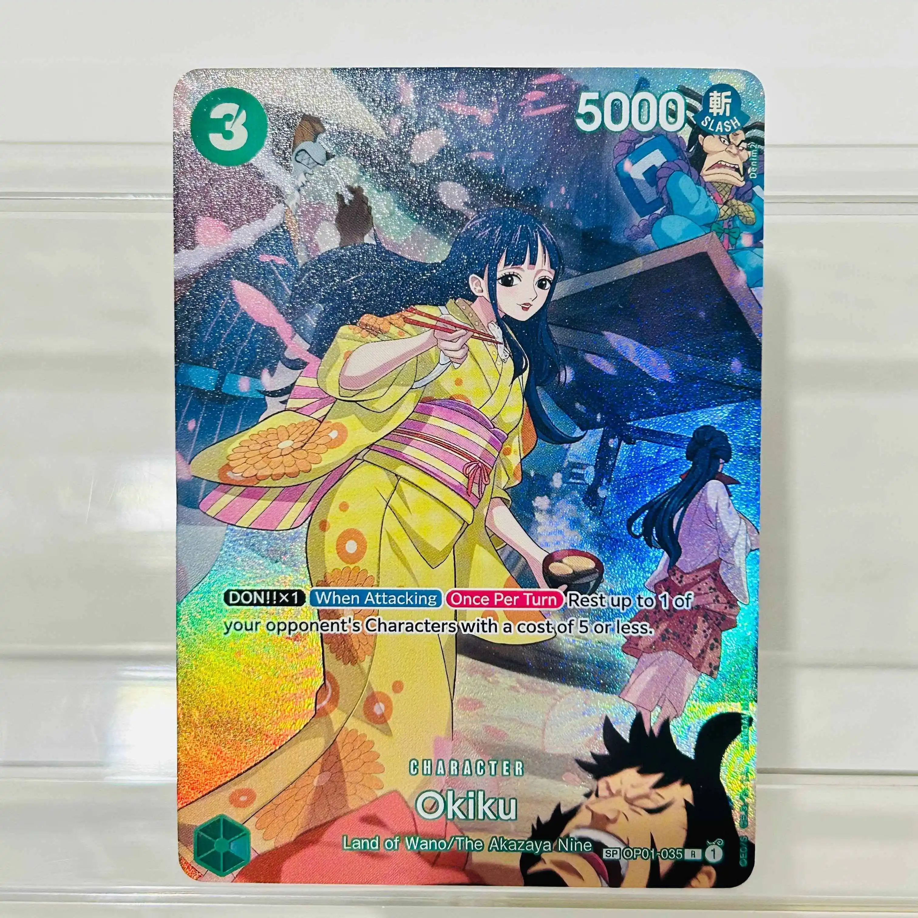 One Piece Okiku SP OP01-035 Card English Version Holographic Texture Cards Perfect Condition DIY Premium Anime Collection Card
One Piece Okiku SP OP01-035 Card English Version Holographic Texture Cards Perfect Condition DIY Premium Anime Collection Card