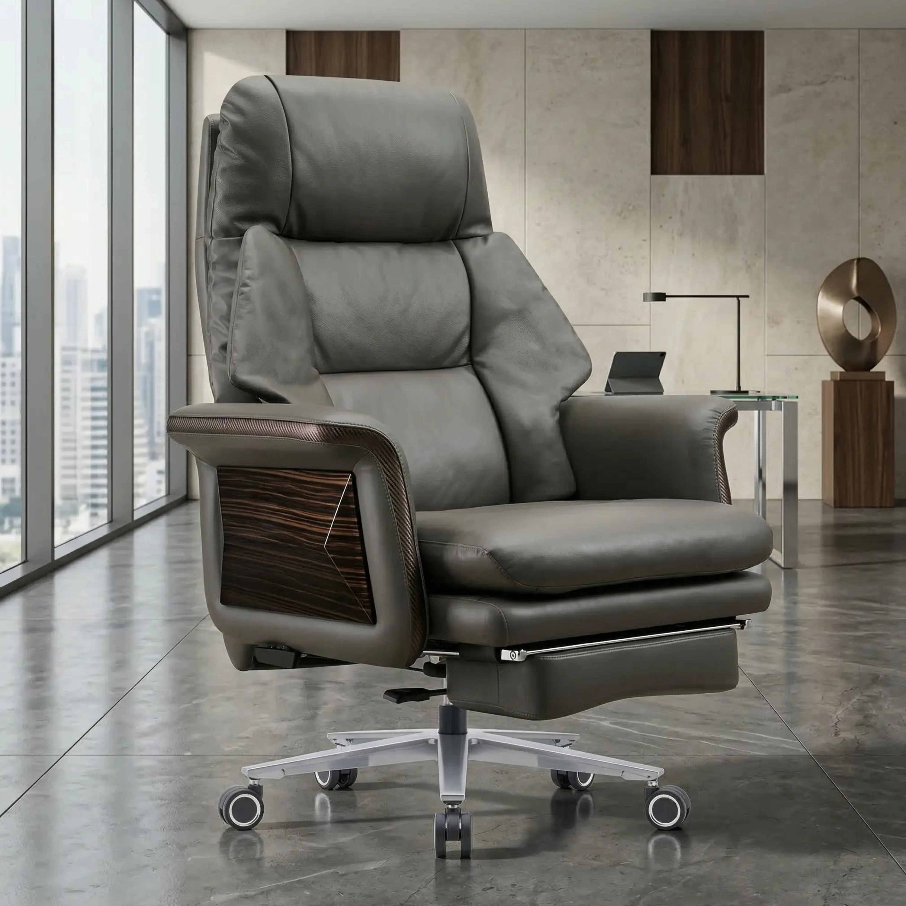 #¥High Grade Ergonomic Executive Chair Genuine Leather Reclining Office Chair with Footres
#¥High Grade Ergonomic Executive Chair Genuine Leather Reclining Office Chair with Footres